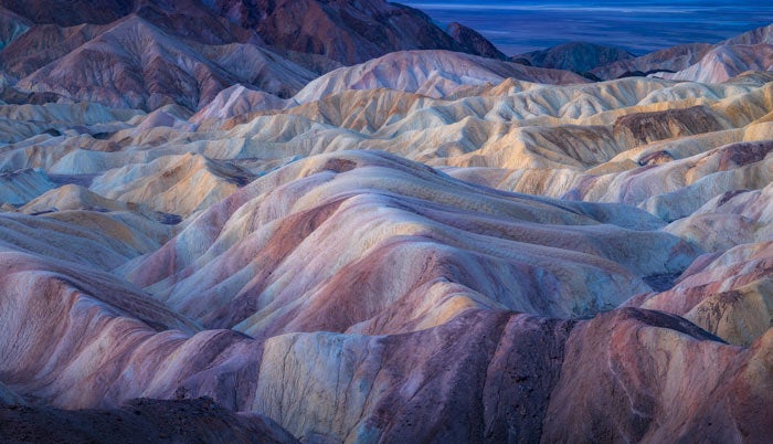 DeathValley-ZabriskiePoint-evening_Tam19MichaelWilson_700 The rolling foothills of Zabriskie Point in the evening in Death Valley National Park