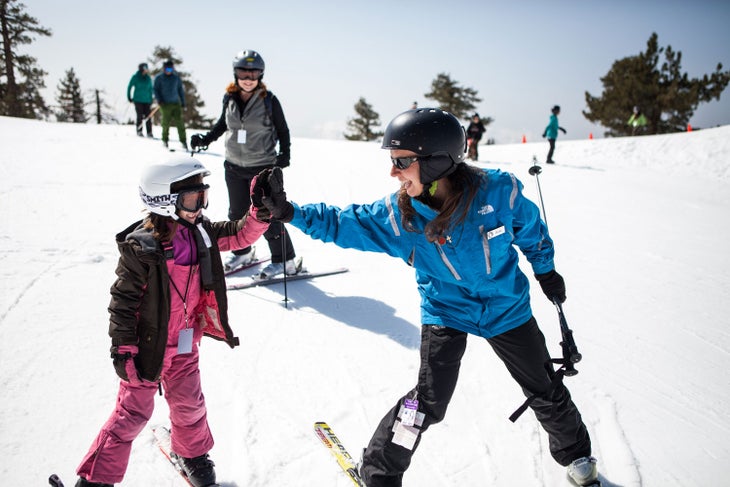 Girl learning to ski at Yosemite's Badger Pass