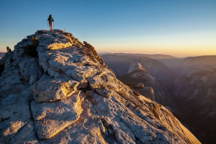 Hikers at the summit of Clouds Rest in Yosemite National Park