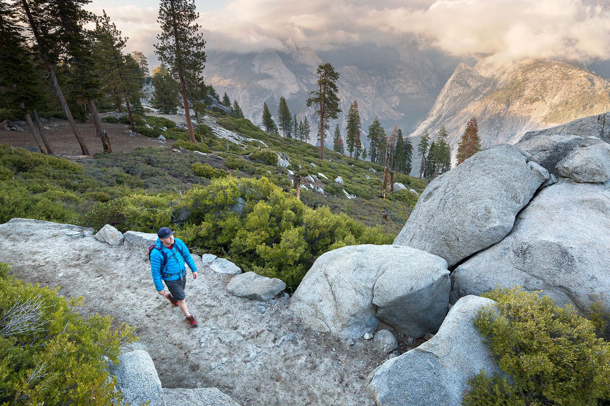 Hiking down from Glacier Point on the Panorama Trail in Yosemite