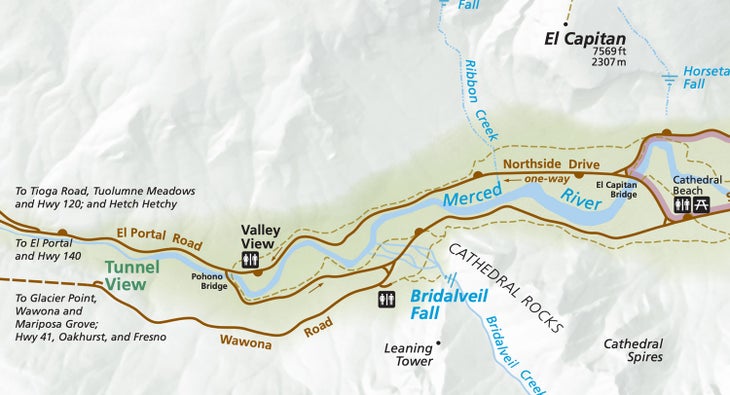 Map for Tunnel View in Yosemite